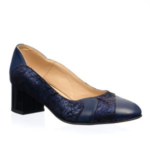 Pantofi dama din piele naturala - Bleumarin + Blu Straveziu - 505 BBS