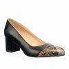 Pantofi dama din piele naturala - Negru Varf Sarpe Galben - A3 NVSG