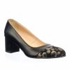 Pantofi dama din piele naturala - Negru Varf Cercuri Galbene - A3 NVCG