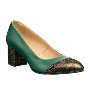 Pantofi dama din piele naturala - Verde Straveziu - A5 VS