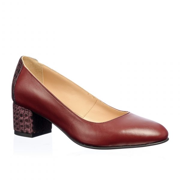 Pantofi dama din piele naturala - Bordo Pietricele - A7 BOP
