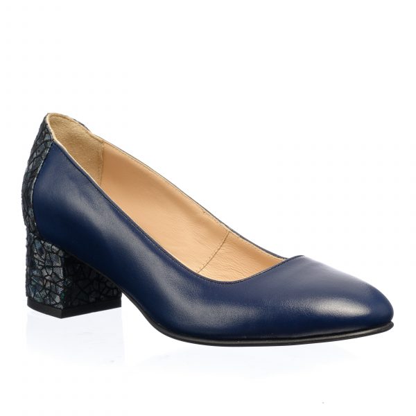 Pantofi dama din piele naturala - Bleumarin Solzi Albastri - A7 BSA