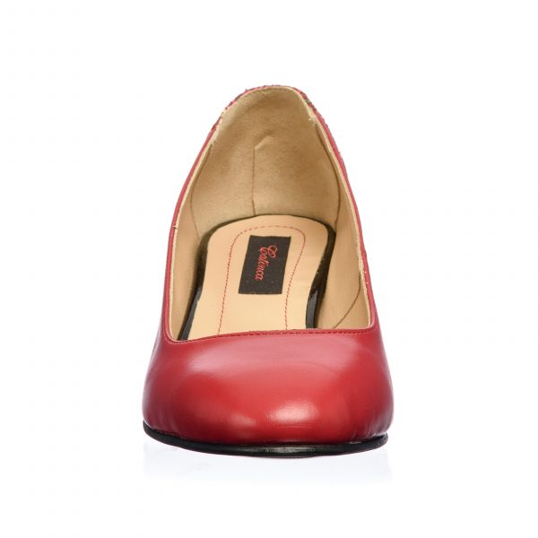 Pantofi dama din piele naturala - Rosu cu Mozaic - A7 RM