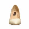 Pantofi dama din piele naturala - Bej cu Firicel Auriu - A10 BFA