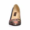 Pantofi dama din piele naturala - Negru Pauni + Lac - A10 NPL