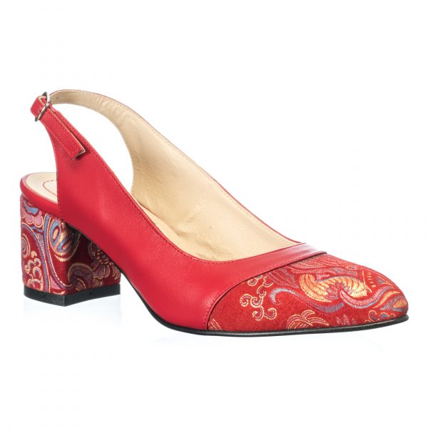 Sandale dama din piele naturala - Rosu Sal Rosu - A55 RSR