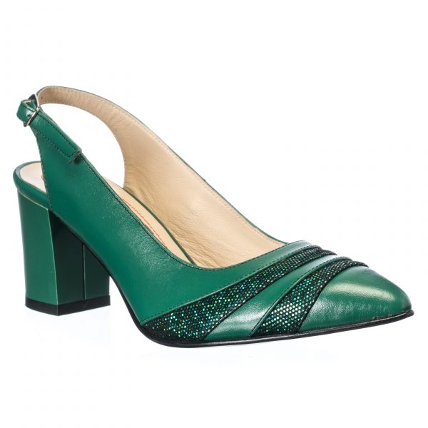Sandale dama din piele naturala - Verde Sclipici - A101 VSC