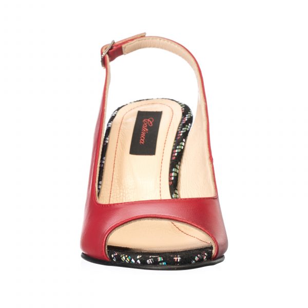 Sandale dama din piele naturala - Rosu Mozaic - E194 RM