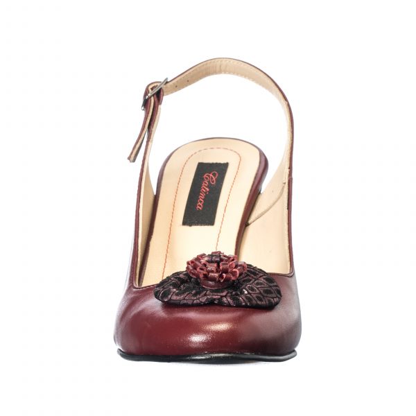 Sandale dama din piele naturala - Bordo cu Pietre - F5 BOP