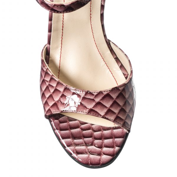 Sandale dama din piele naturala - Bordo Croco - S15 BC