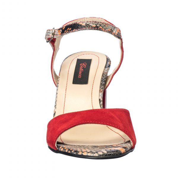 Sandale dama din piele naturala - Rosu Antilopa + Sarpe - S15 RAS