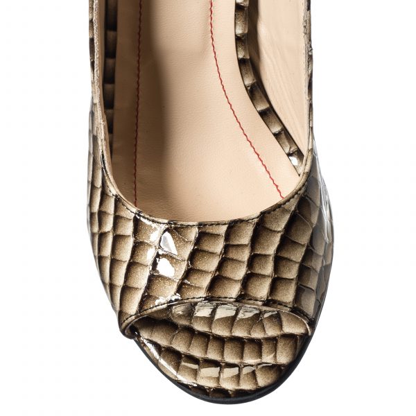 Sandale dama din piele naturala - Kaki Croco - S29 KC