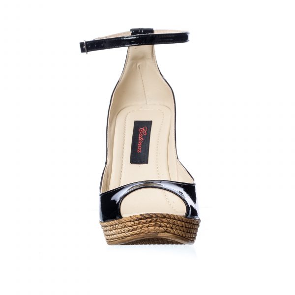 Sandale dama din piele naturala - Negru Lac - G20 NL