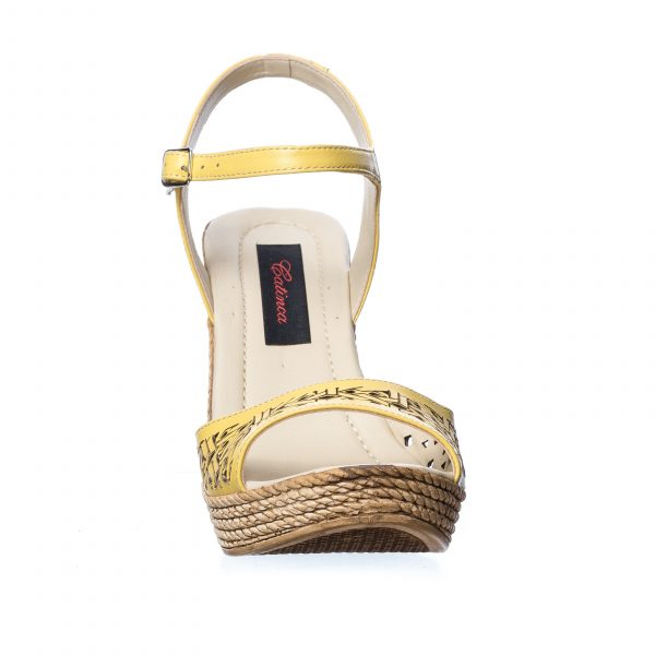 Sandale dama din piele naturala - Galben - P15 G