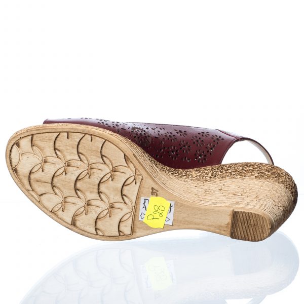 Sandale dama din piele naturala - Bordo - P28 BO