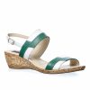 Sandale dama din piele naturala - Alb cu Verde - E8 AV