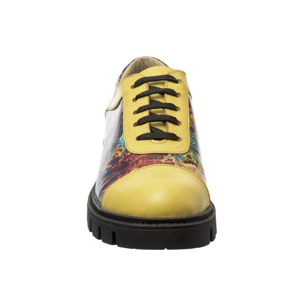 Pantofi dama din piele naturala - Galben Box Pictura - X1 GBP