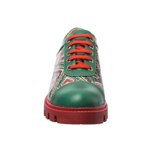 Pantofi dama din piele naturala - Verde Box Model Traditional - X1 VBMT