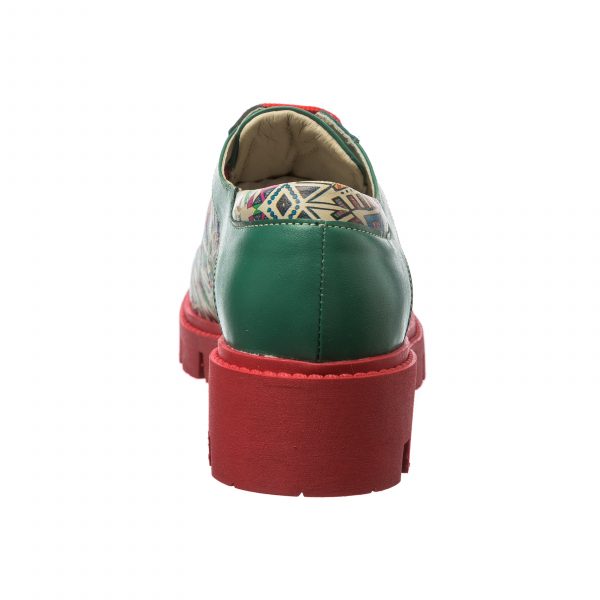 Pantofi dama din piele naturala - Verde Box Model Traditional - X1 VBMT