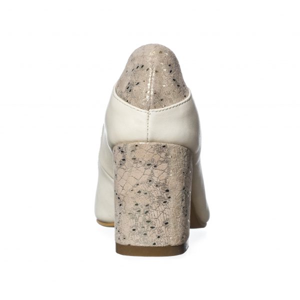 Pantofi dama din piele naturala - Bej cu Firicel Auriu - R9 BFA