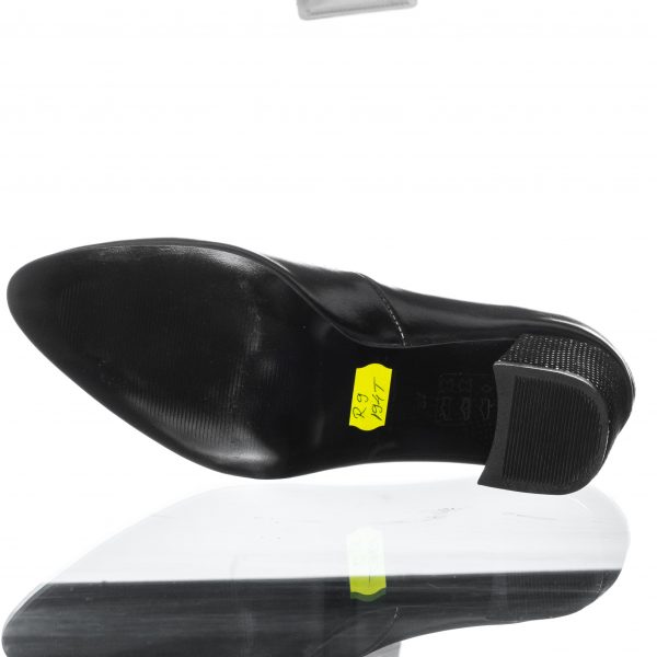 Pantofi dama din piele naturala - Negru Toc Buline - R9 NTB
