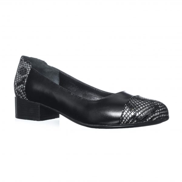 Pantofi dama din piele naturala - Negru Box + Sarpe Alb - T6 NBSA