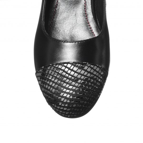 Pantofi dama din piele naturala - Negru Box + Sarpe Alb - T6 NBSA