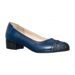 Pantofi dama din piele naturala - Albastru Varf Solzi - T7 AVS