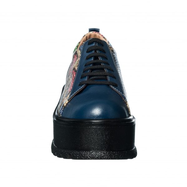 Pantofi dama din piele naturala - Albastru Box + Sarpe Galben - X3 ABSG