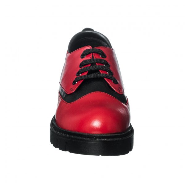 Pantofi dama din piele naturala - Rosu Box + Negru - X4 RBN