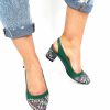 Sandale dama din piele naturala - Verde cu Model Traditional - A55 VMT