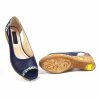 Sandale dama din piele naturala - Bleumarin cu Model Traditional - T1P BLMT