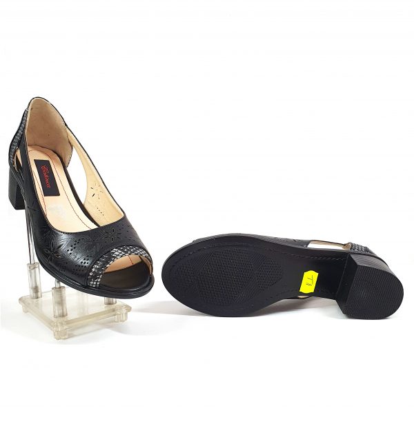 Sandale dama din piele naturala - Negru cu Sarpe - T1 NS