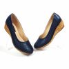 Pantofi dama perforati din piele naturala - Bleumarin - T15 BL