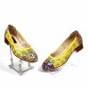 Pantofi dama perforati din piele naturala - Galben cu Mozaic 3D - T12 GM3D