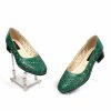 Pantofi dama perforati din piele naturala - Verde - T10 V