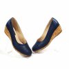 Pantofi dama perforati din piele naturala - Bleumarin - T2 BL