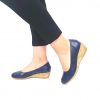 Pantofi dama perforati din piele naturala - Bleumarin - T13 BL