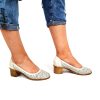Pantofi dama perforati din piele naturala - Bej Sidef - T14 BJS