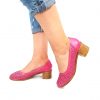 Pantofi dama perforati din piele naturala - Roz - T14 RZ