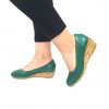 Pantofi dama perforati din piele naturala - Verde - T14 V