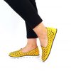 Pantofi dama perforati din piele naturala - Galben - 972 GB