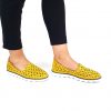 Pantofi dama perforati din piele naturala - Galben - 972 GB