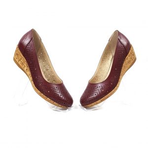 Pantofi dama perforati din piele naturala - Bordo - T14 BO