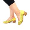 Pantofi dama perforati din piele naturala - Galben - T15 GA