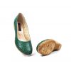 Pantofi dama perforati din piele naturala - Verde - T15 V