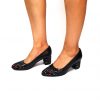 Pantofi dama din piele naturala - Negru Box cu Patratele Colorate - A3 NBPC