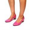 Pantofi dama din piele naturala - Roz cu Patratele 3D - A4 RP3D