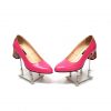 Pantofi dama din piele naturala - Roz cu Patratele 3D - A4 RP3D