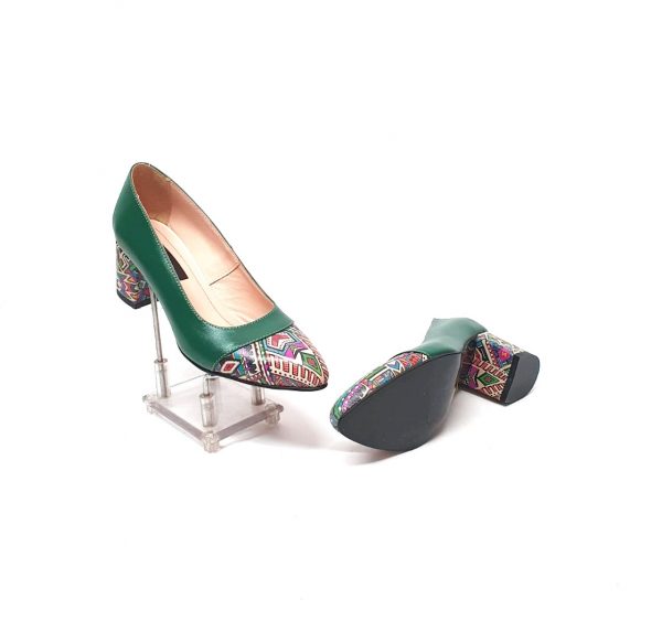 Pantofi dama din piele naturala - Verde Box cu Traditional - A3 VBT